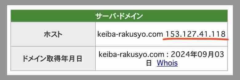 ラクショーのIPアドレス